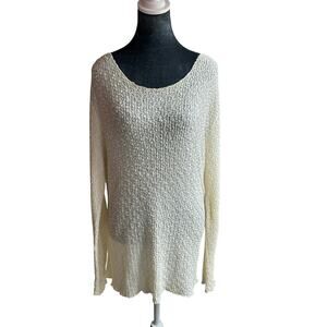 90s crinkle blouse- Long Sleeve Small- Scoop neck- nouveau ts- basics casual